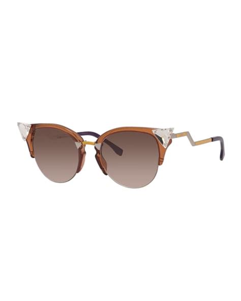 fendi iridia cat eye crystal tip sunglasses